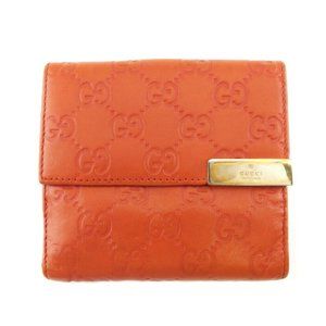 GUCCI W Hook Wallet Gucci Shima Orange Leather Authentic USED T19797